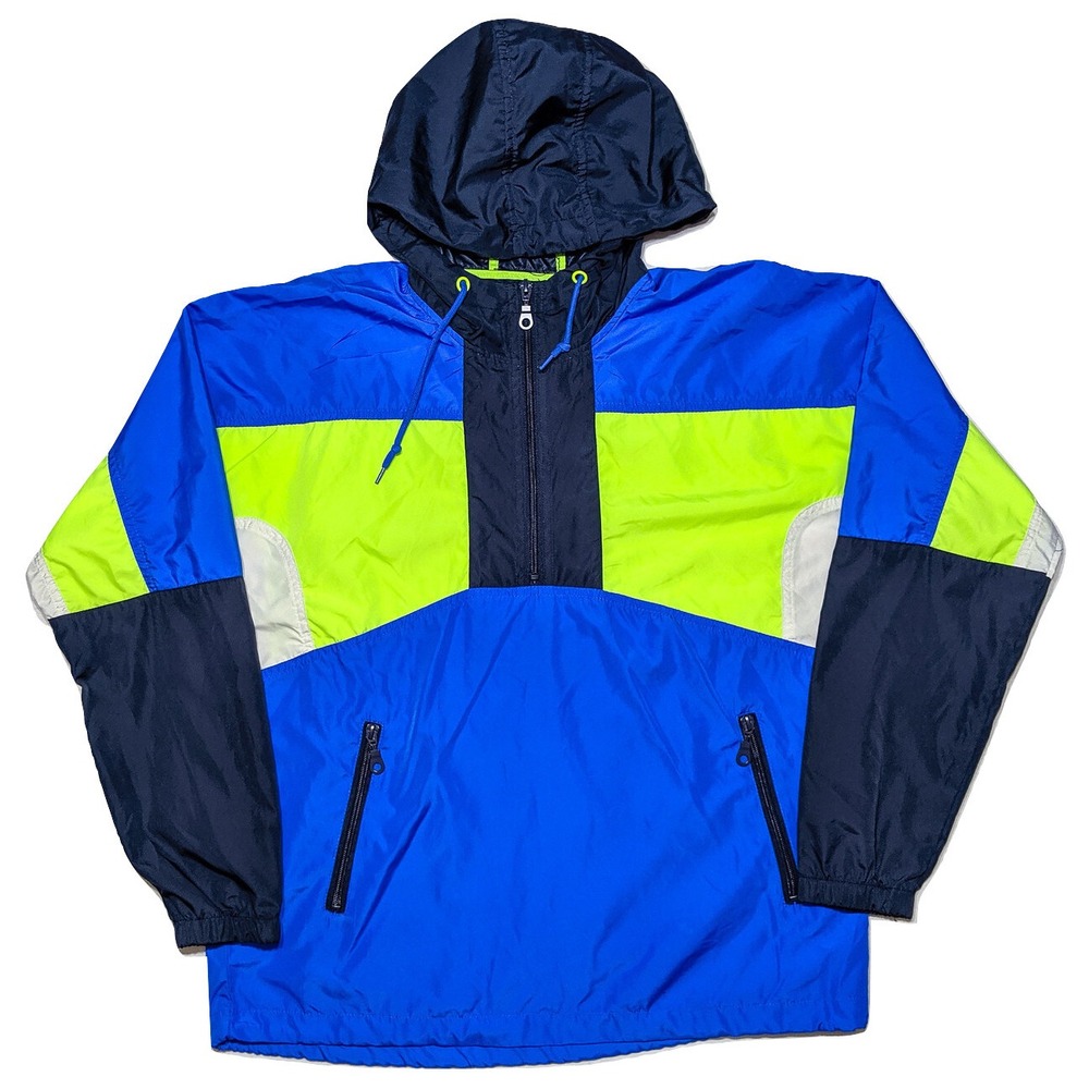 URBAN OUTFITTERS Hoodie Windbreaker Jacket 1990s Colorblock Blue Yellow Small S